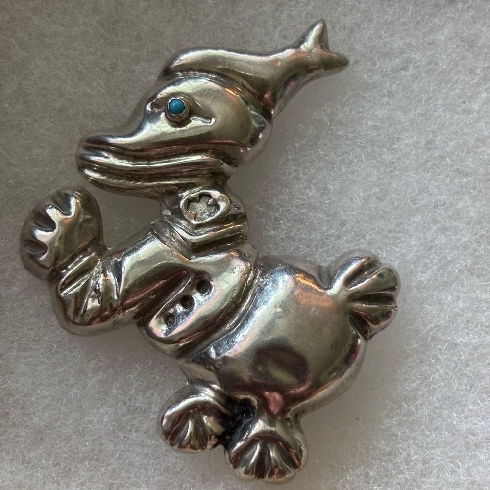 Vintage Taxco Sterling Silver Donald Duck Brooch 1940’s